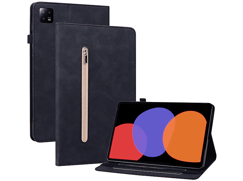 WIGENTO Zoll, Xiaomi, Tasche mit / Aufstellbare Cover, Full 6 6 Schwarz Pad Pad 11 Reißverschluss, Kunst-Leder Pro