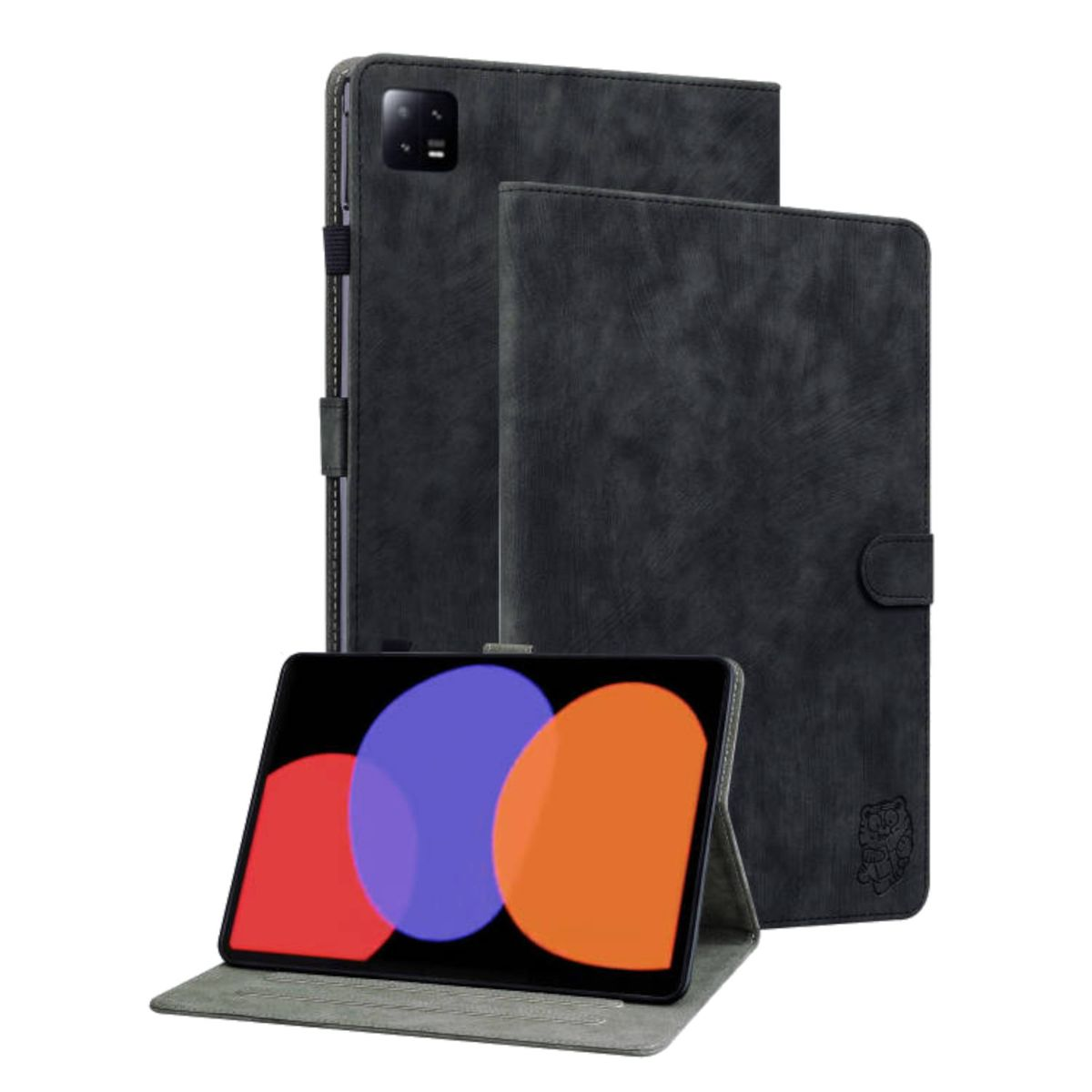 WIGENTO Aufstellbare Kunst-Leder Pad 6 Xiaomi, / Style, 11 Tiger Cover, Sand Tasche Pro Full Pad Schwarz 6 Zoll