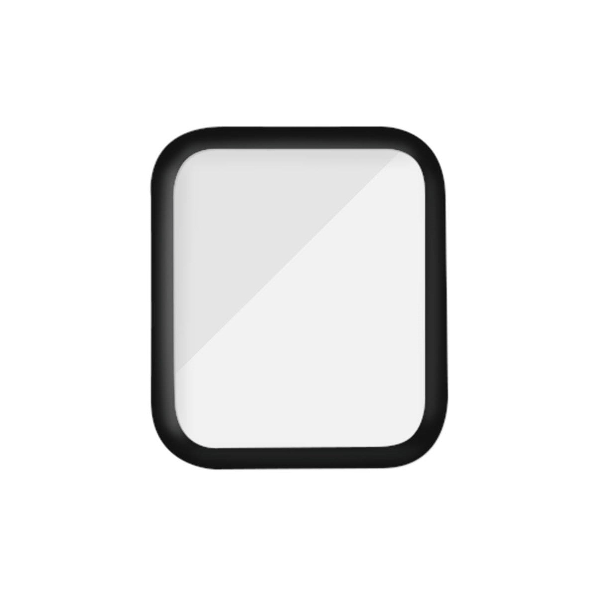 Un protector de pantalla cuadrado con marco negro sobre fondo blanco.
