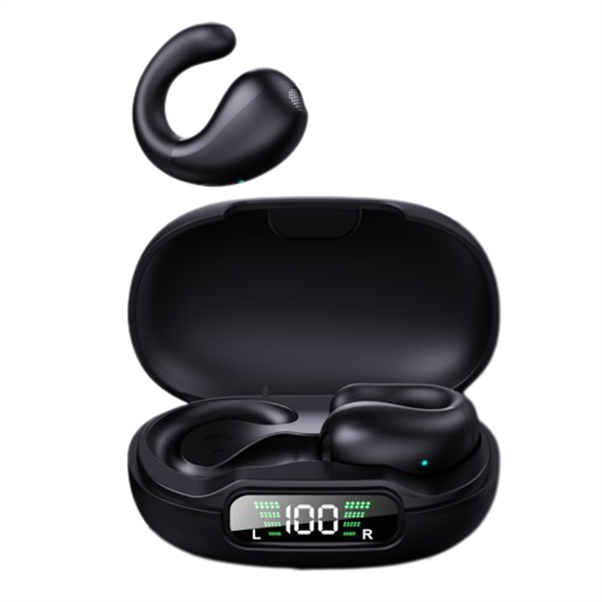 ENBAOXIN Schwarzer Ohrclip ohne Bluetooth Stretch, On-ear Bluetooth-Headset-Drahtlos einstellbarer In-Ear, Schwarz Kopfhörer