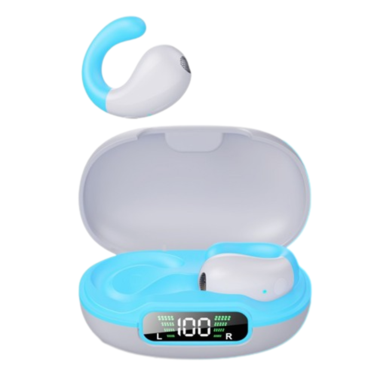ENBAOXIN Schwarzer Ohrclip Kopfhörer einstellbarer Stretch, On-ear Bluetooth-Headset-Drahtlos Bluetooth Schwarz In-Ear, ohne
