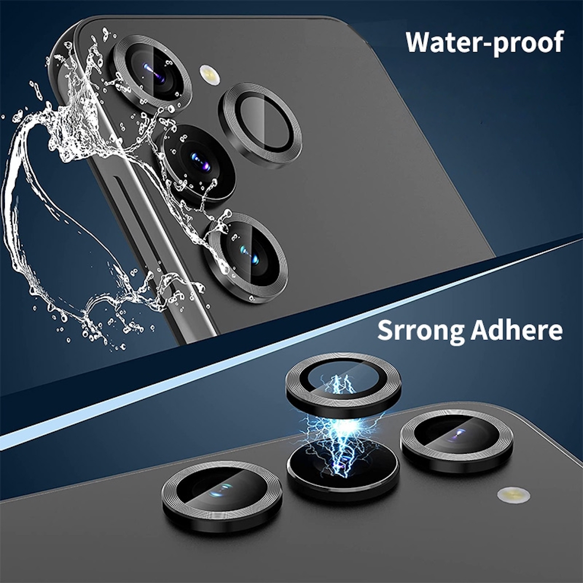 WIGENTO Aluminium Ring Kamera + Hart Samsung Glas S23 / H9 Schutzglas(für Galaxy Film S23 Plus)