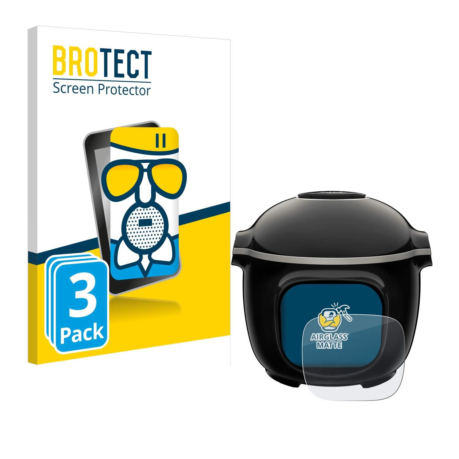 BROTECT 3x Wifi) Airglass Schutzfolie(für Touch matte Krups Cook4me
