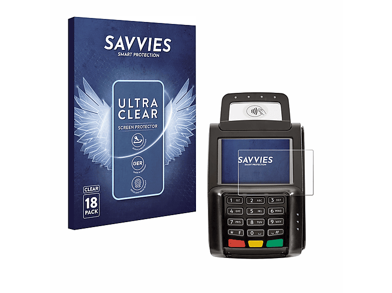 SAVVIES 18x klare Schutzfolie(für Lane/5000) ingenico