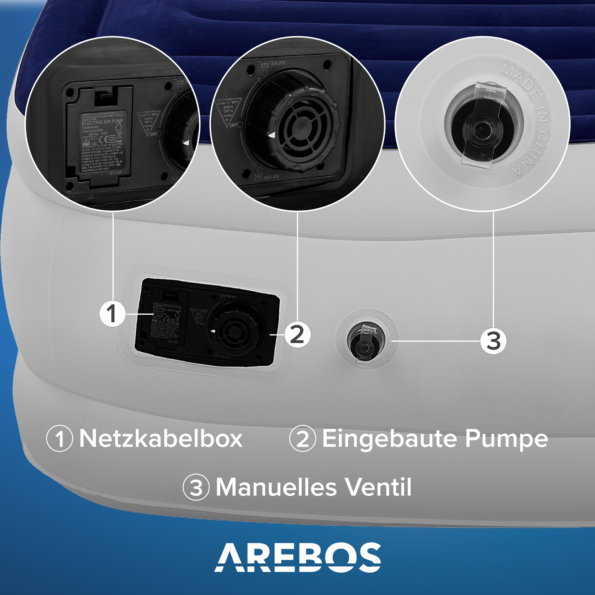 Gästebett Luftmatraze AREBOS Pumpe Einzeln Selbstaufblasend mit