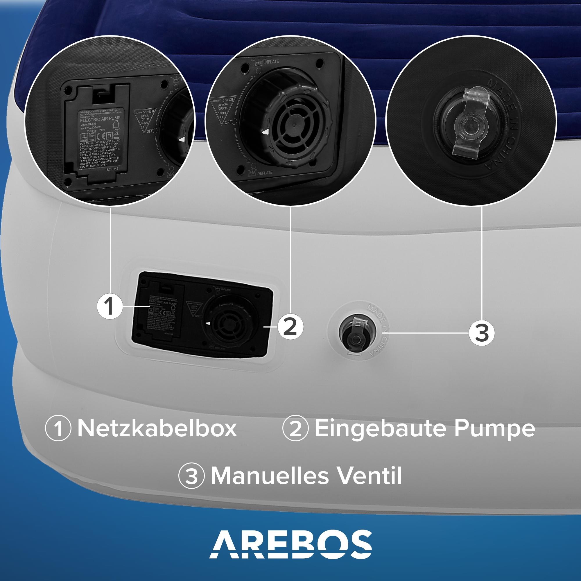Pumpe AREBOS Luftmatraze mit Selbstaufblasend Gästebett Doppel
