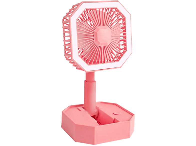 SYNTEK Faltbarer Ventilator Rosa Kleiner Ventilator mit Nachtlicht USB  Aufladung Einziehbar Mini Tragbar Ventilatoren Rosa