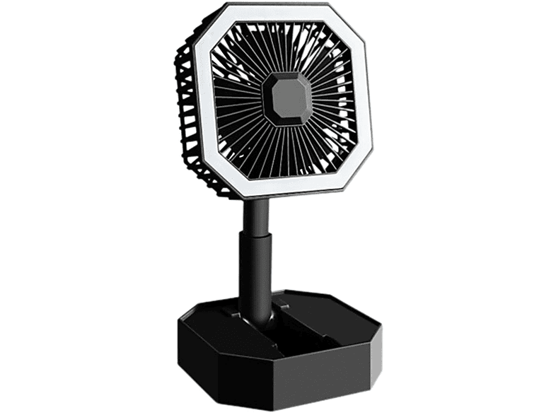 SYNTEK Faltbarer Ventilator Schwarz Kleiner Ventilator mit Nachtlicht USB Aufladung Einziehbar Mini Tragbar Ventilatoren Schwarz 