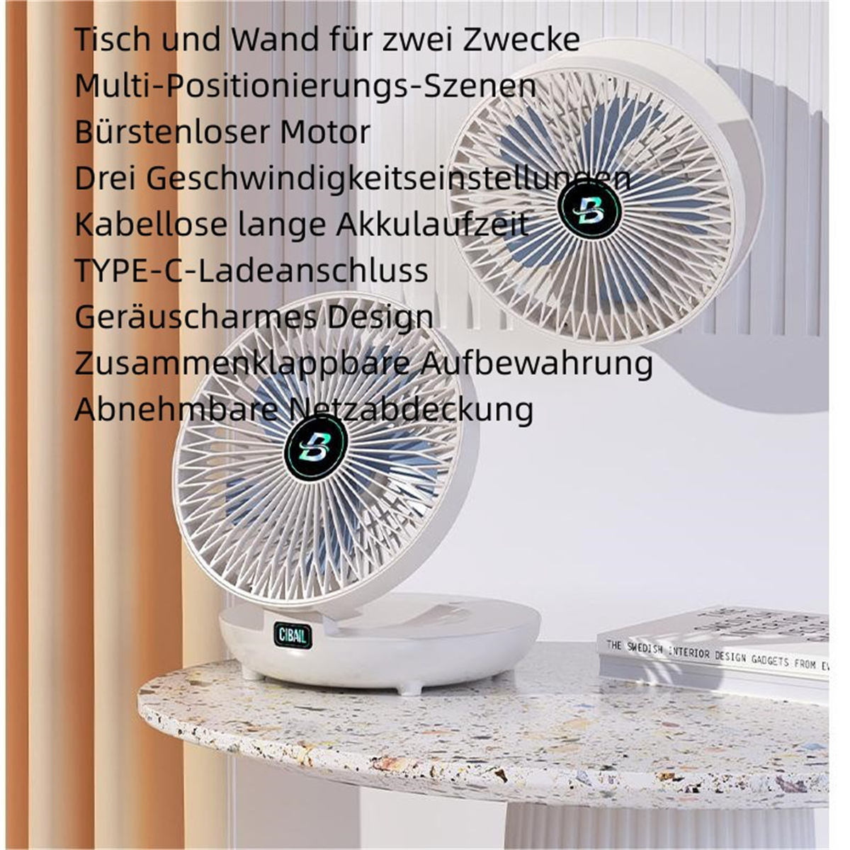 Desktop Weiß tragbar Mini wiederaufladbar USB Fan Wind Hause SYNTEK stumm hohe Ventilator Schlafsaal weiß