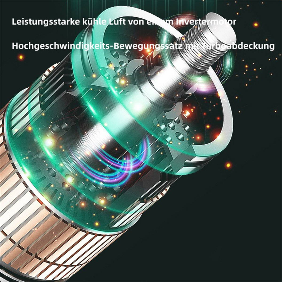 Nahaufnahme des Inneren einer Maschine, die einen komplexen Mechanismus mit Textüberlagerung zeigt.