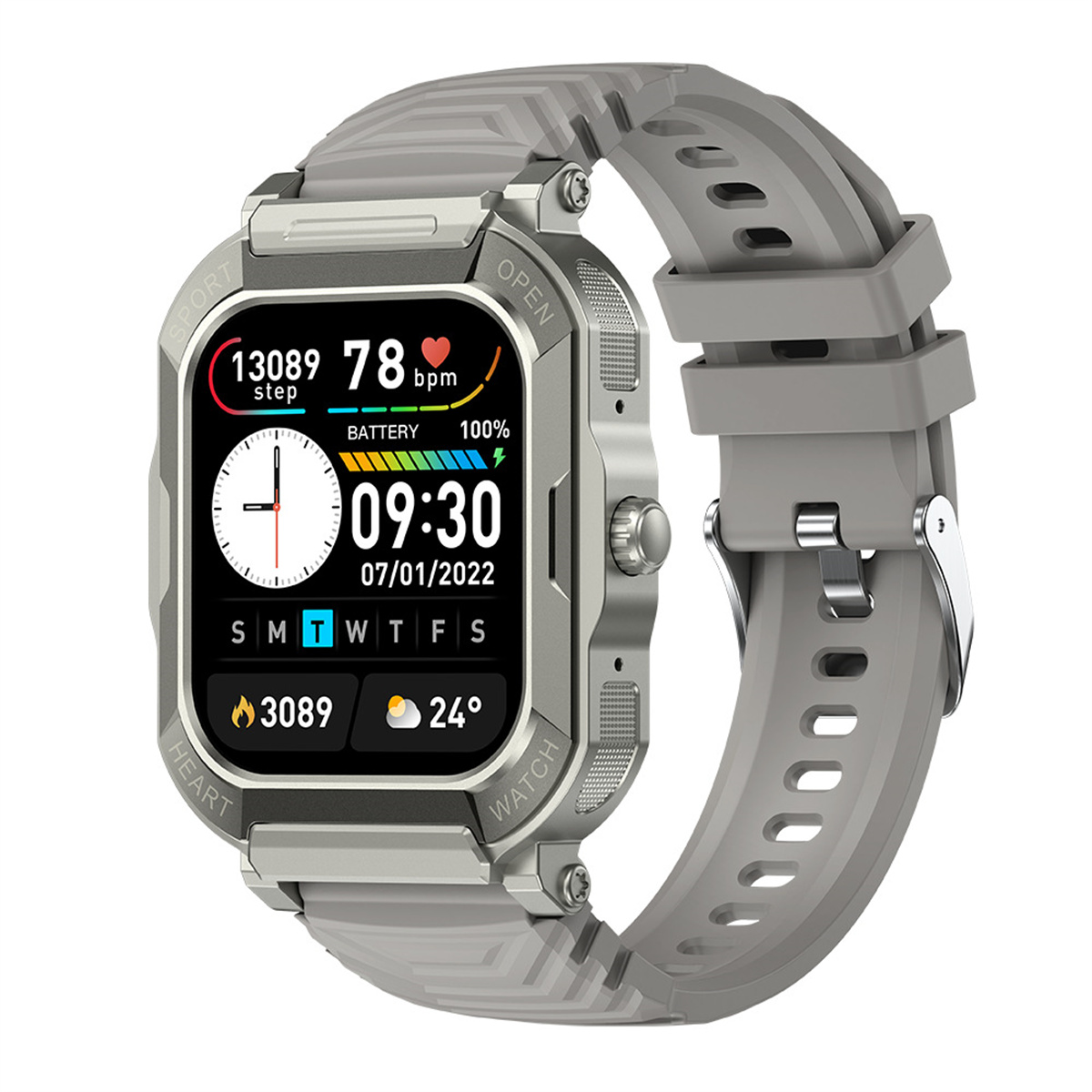 Smart Silikon, Bluetooth Watch Herzfrequenz Outdoor Sport Silber Smartwatch Talk Silber Blut-Sauerstoff Zinklegierung SYNTEK