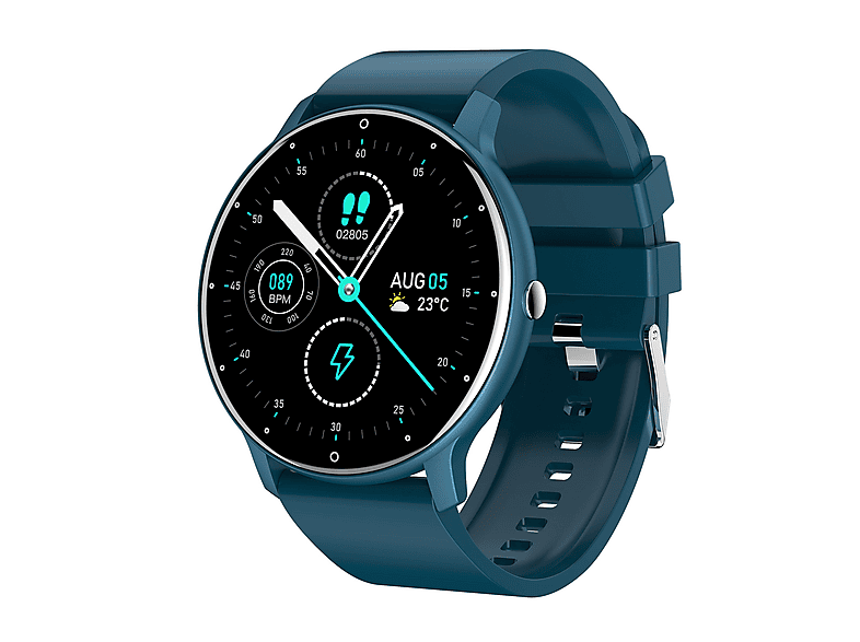 SYNTEK Blaue und Blau Silikon, Smartwatch 190 Watch mm, Herrenuhr Blutdruckübung Frauen- Herzfrequenz Smart