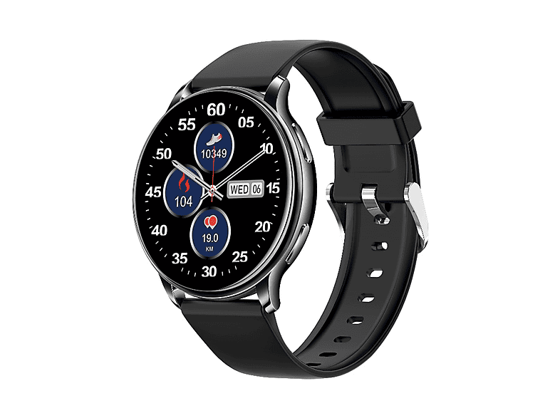 SYNTEK Smart Watch Schwarz Schwarz Multi Bluetooth Sport Herzfrequenz Silikon, Blutsauerstoff Anruf Smartwatch