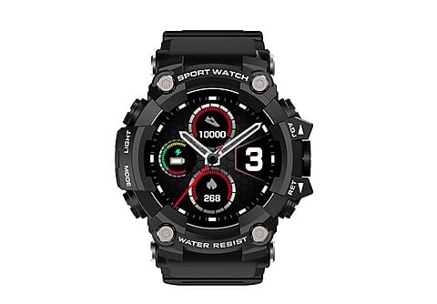 SYNTEK Smart Watch Schwarz Outdoor Sport Wasserdicht Mehrere Sport Modi  Smartwatch PU, Schwarz