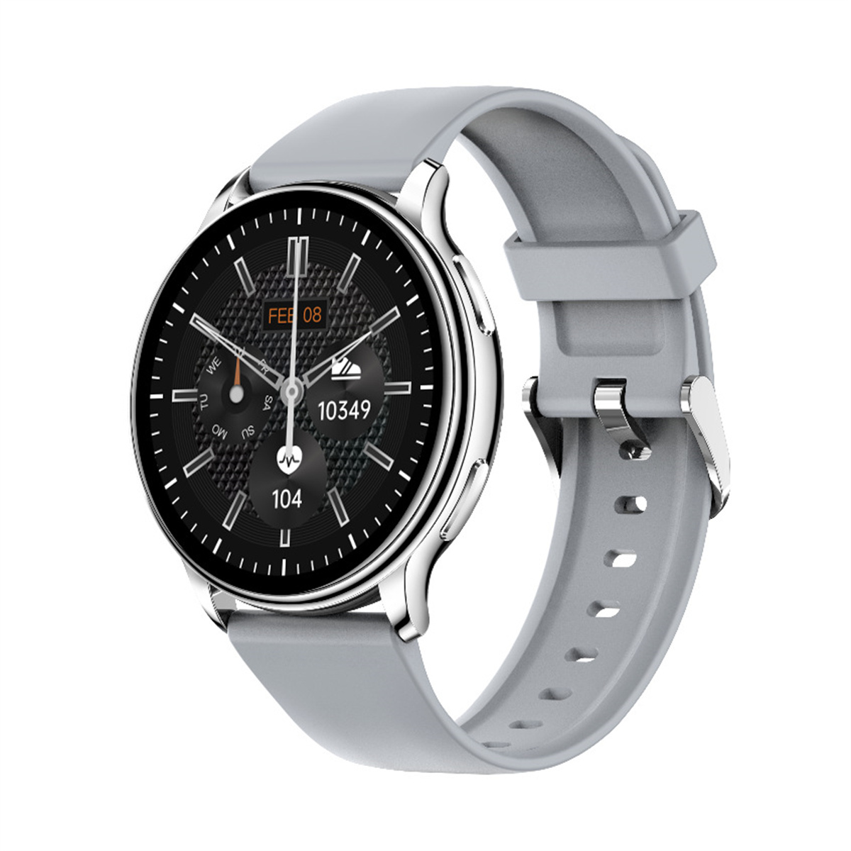 SYNTEK Smart Watch Grau Herzfrequenz Multi Blutsauerstoff Grau Anruf Silikon, Sport Bluetooth Smartwatch
