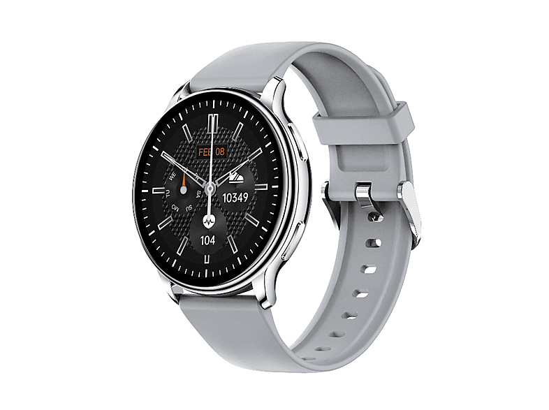 SYNTEK Smart Watch Grau Herzfrequenz Blutsauerstoff Multi Sport Bluetooth Anruf Smartwatch Silikon, Grau