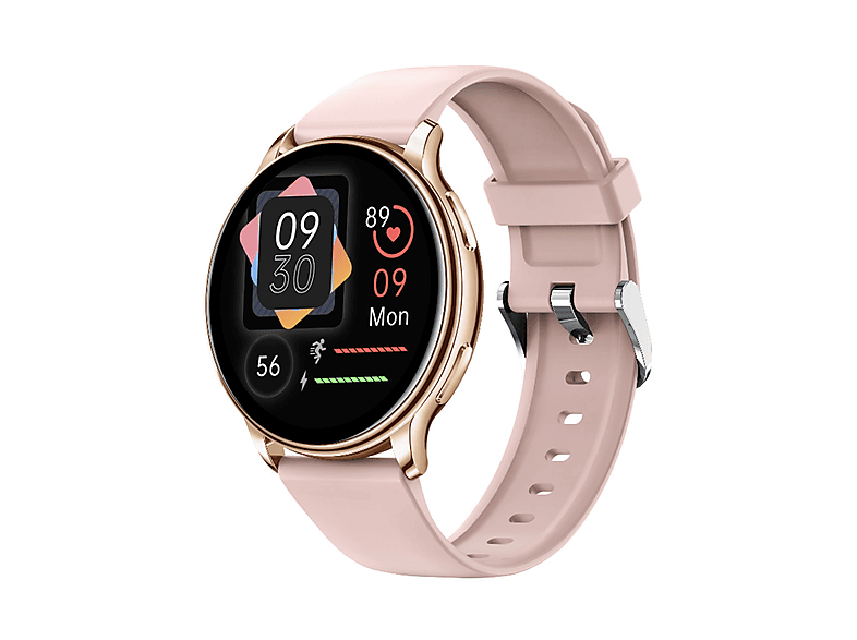 SYNTEK Smart Watch Rosa Herzfrequenz Sauerstoff Anruf Multi Rosa Blut Bluetooth Silikon, Smartwatch Sport