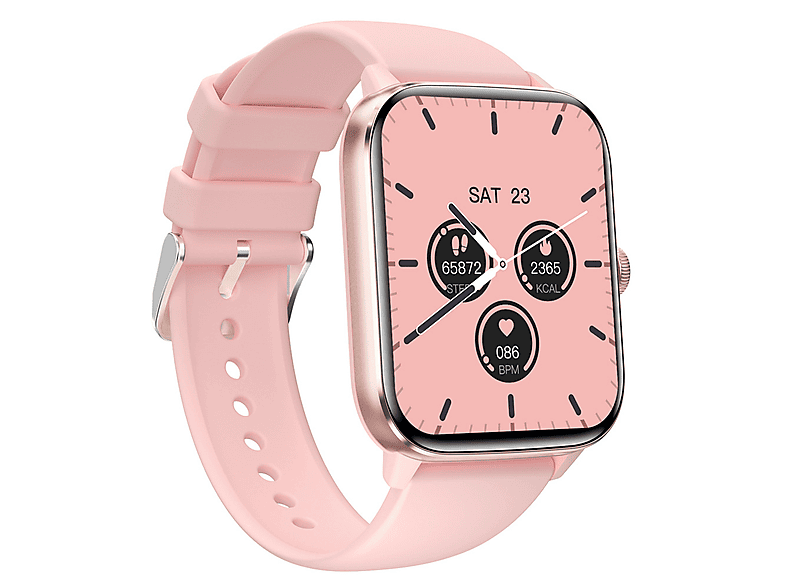 SYNTEK Smart Watch Aluminium Bildschirm Körpertemperatur Smart-Armband Puls Smartwatch Rosa Silikon, 1,9 wasserdichtes Pink Spiel Zoll SOS