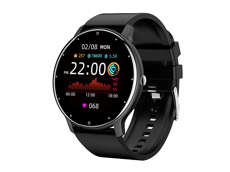 SYNTEK Smart Uhr Damen Übung Blutdruck Watch und Schwarz Herzfrequenz Smartwatch 190 Schwarz Herren mm, Silikon