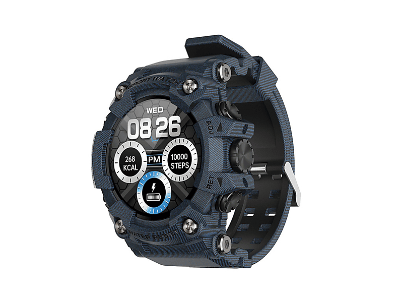 SYNTEK Smart Watch Blau Outdoor Sport Wasserdicht Mehrere Sport Modi Smartwatch PU, Blau