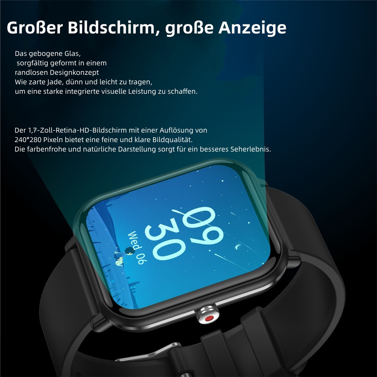 SYNTEK Smart Körpertemperatur Blutdruck Sport Silikon, Multifunktion Telefon Smartwatch Herzfrequenz Schwarz Sportarmband Watch Musik