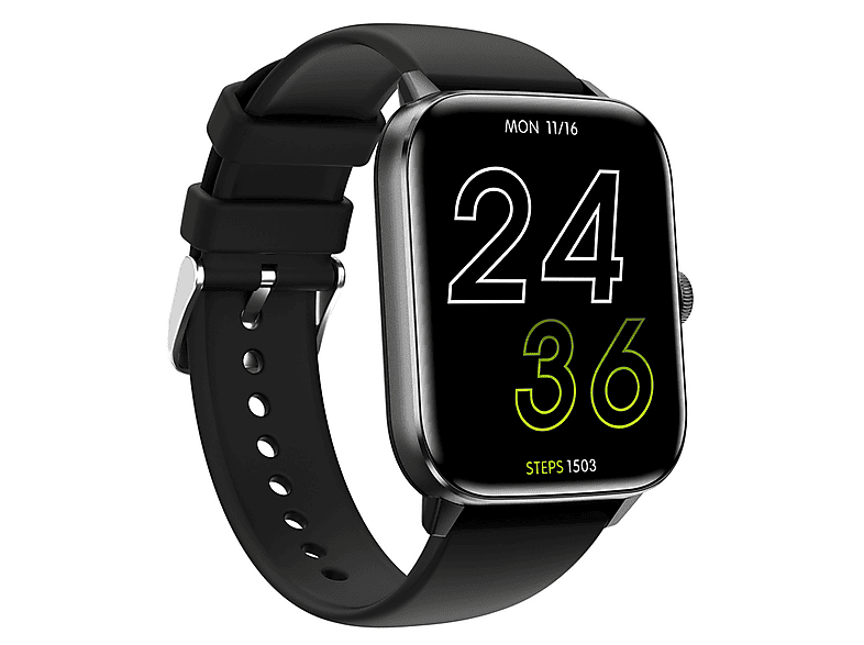 SYNTEK Smart Watch Schwarz 1,9 Aluminium Silikon, Watch Zoll Smart SOS Game Bildschirm Wasserdichtes Smart-Armband Schwarz Smartwatch