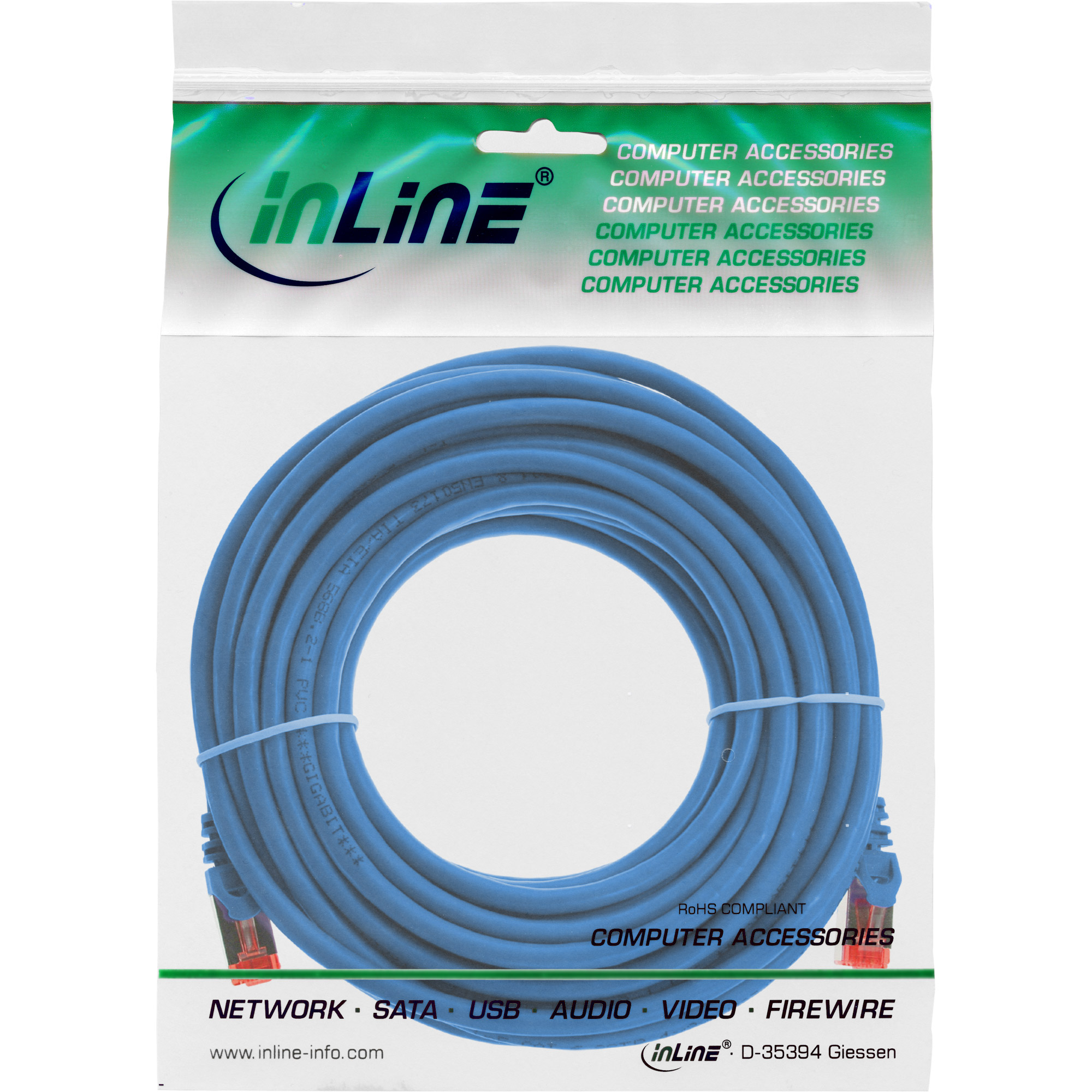 INLINE InLine® Patchkabel, S/FTP PVC, 250MHz, 5 Patchkabel, (PiMf), blau,, Kupfer, Cat.6, m