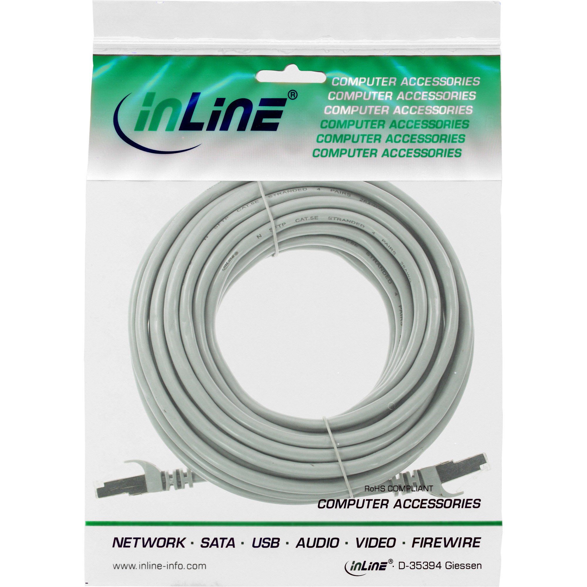 INLINE InLine® Patchkabel, F/UTP, Patchkabel, Patchkabel grau, Cat.5e, Cat.5e, m Kabel 30 30m