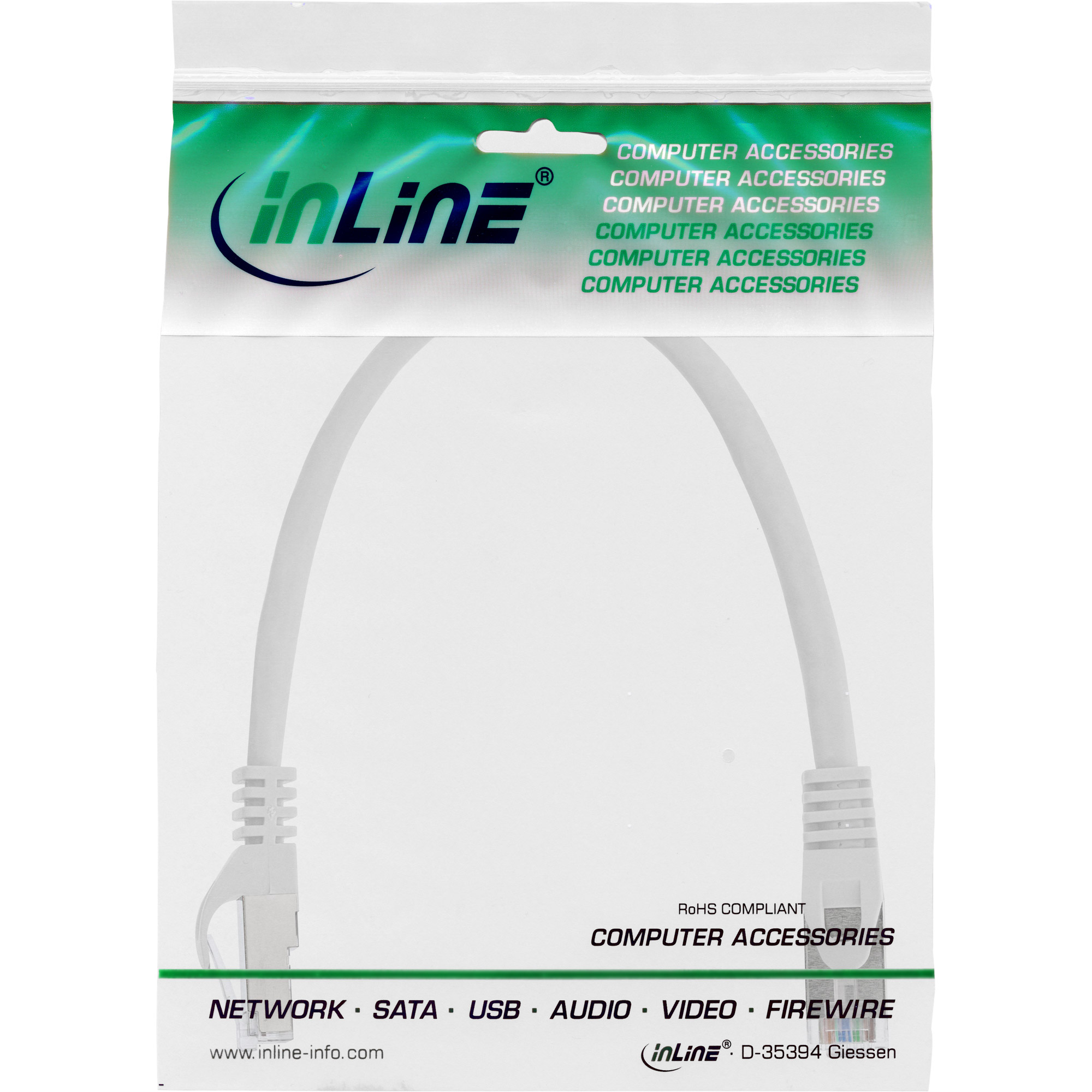 INLINE InLine® Patchkabel, SF/UTP, Cat.5e, m weiß, 0,3 Patchkabel, Kabel 0,3m Patchkabel