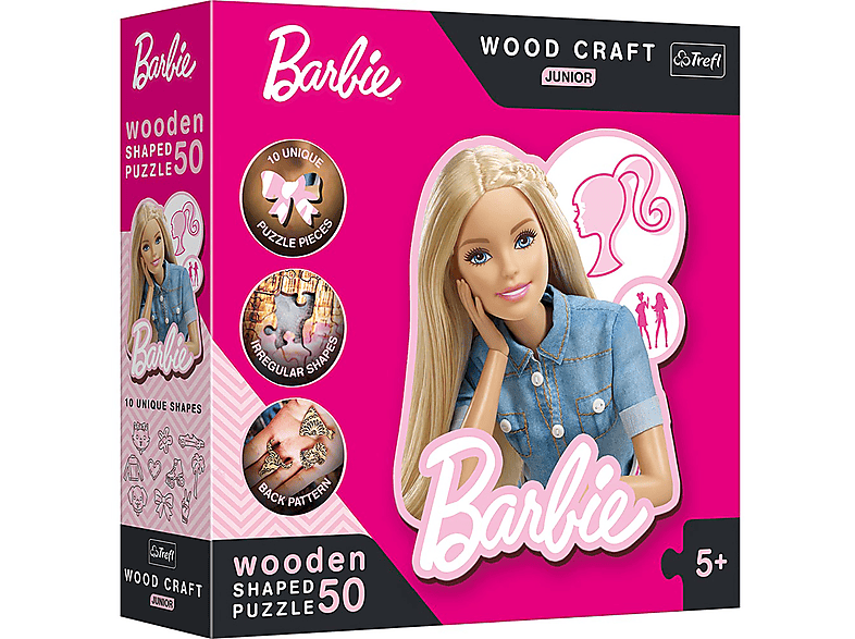 TREFL Holz Form-Puzzle Junior (50 Teile) - Barbie Puzzle