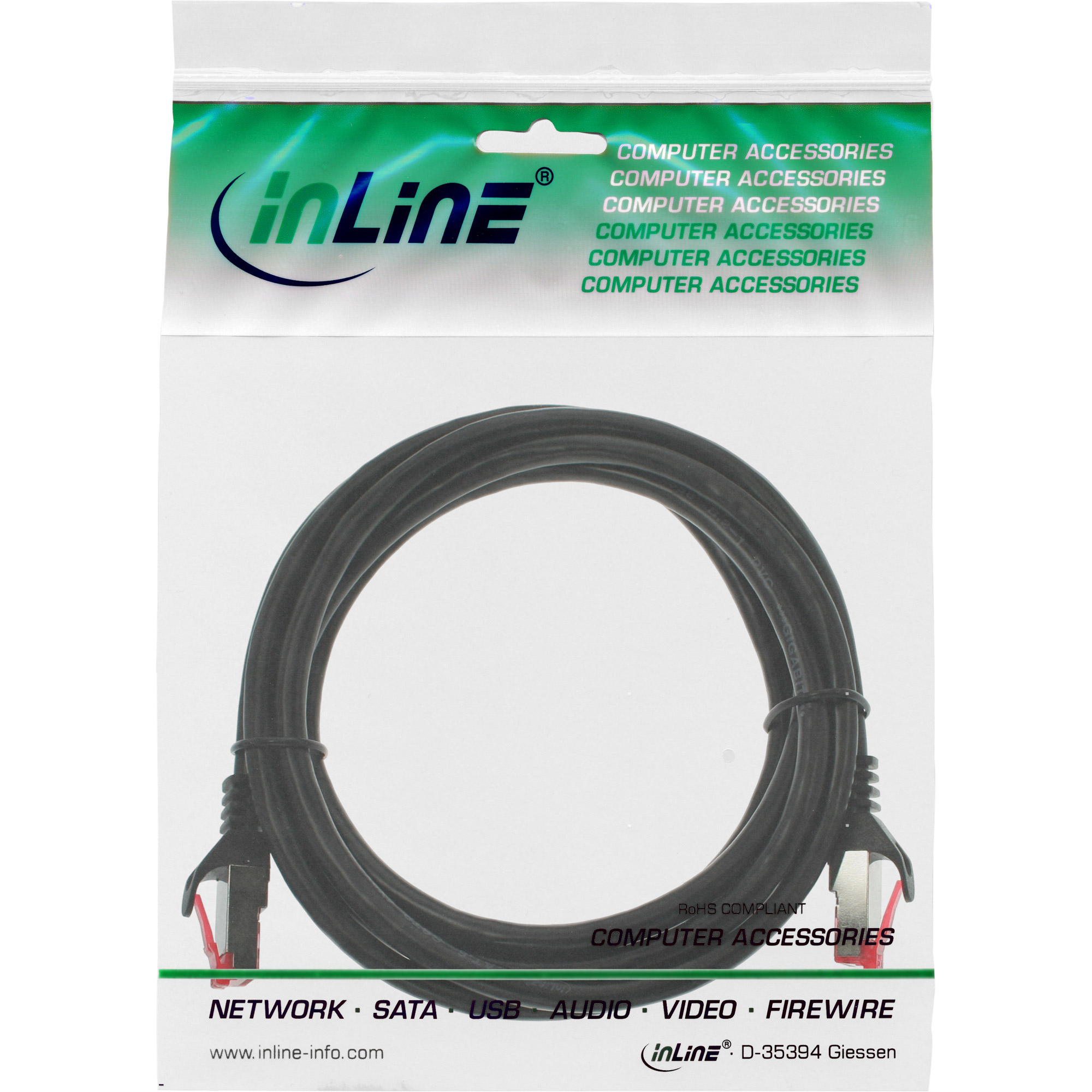 InLine® Patchkabel, Kabel INLINE Patchkabel, S/FTP, 1m m Cat.6, 1 Cat.6, Crossover schwarz,