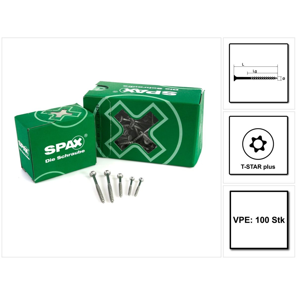 TOUGH MASTER WIROX plus Silber 6,0 Universalschraube Senkkopf Teilgewinde, 140 TORX Schraube, x Stk. mm T-STAR T30 100