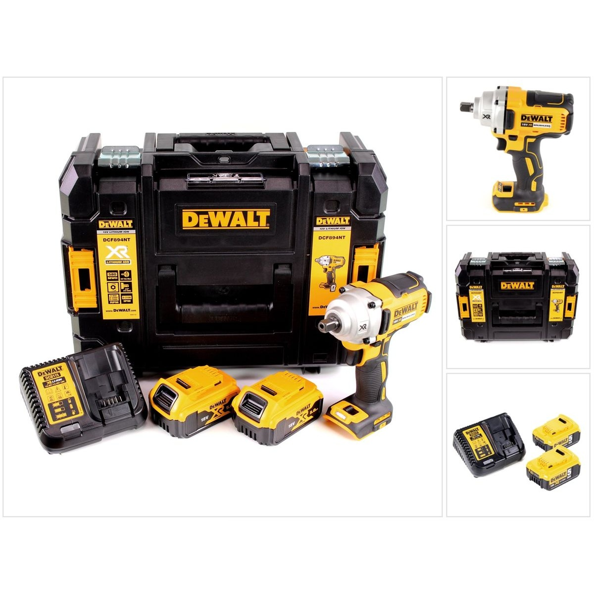 DEWALT DCF894P2 Akku Schlagschrauber 18V 447 Ladegerät 5,0 2x + Koffer Nm Schlagschrauber Ah 1/2\