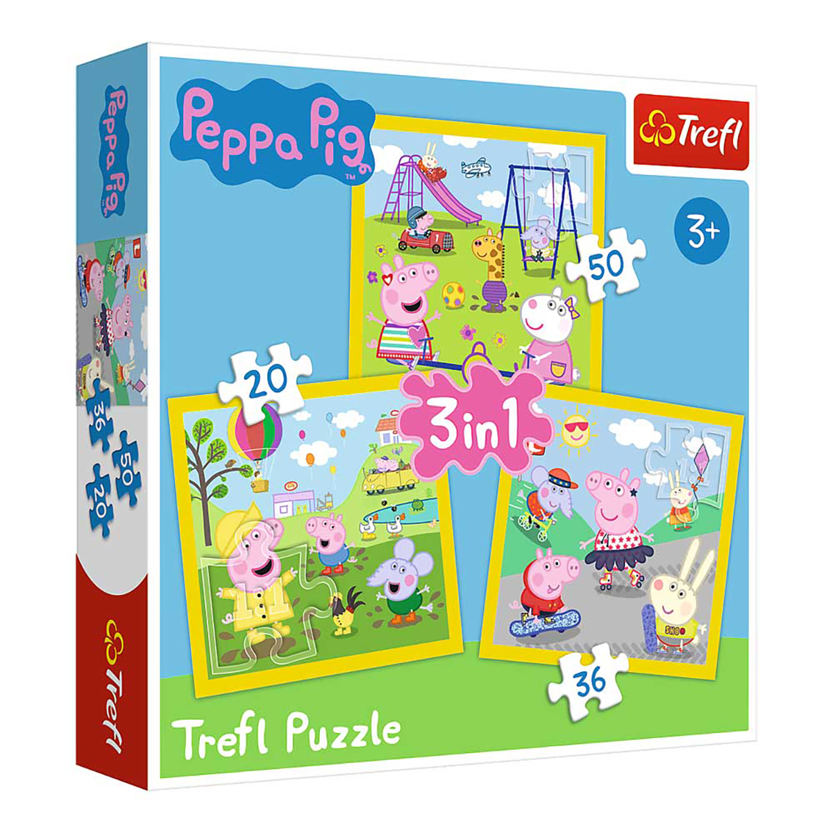 schöner Tag 20-50 Peppa 3in1 Puzzle TREFL - Teile - Ein Pig Puzzle
