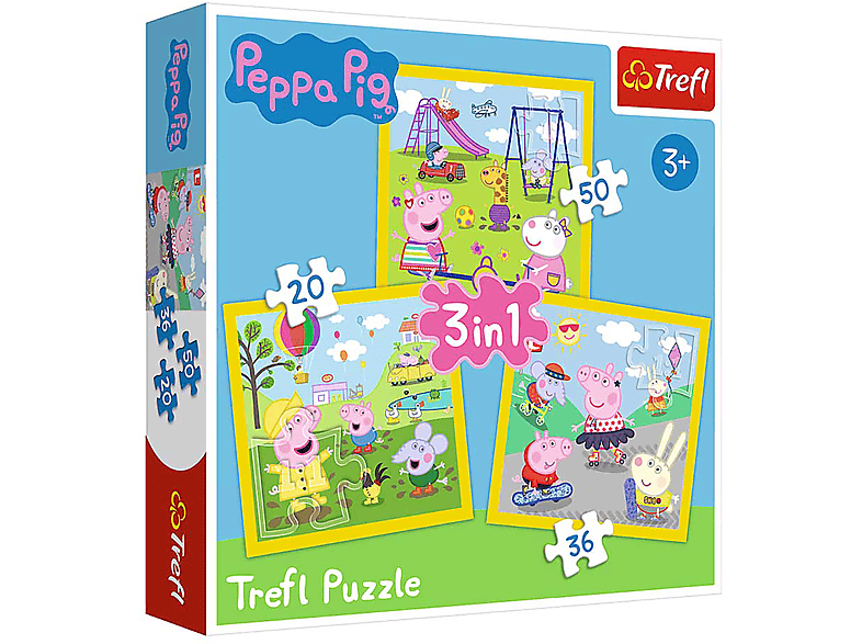TREFL Puzzle - Peppa Ein Pig Puzzle - Tag 20-50 Teile schöner 3in1