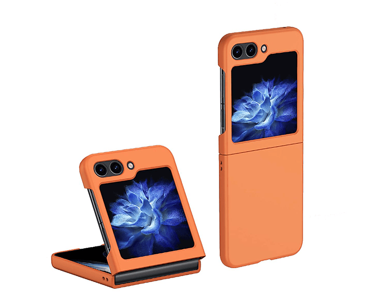 WIGENTO Faltbare Skin Feel Design Z 5G, Orange Galaxy Samsung, Hülle, Backcover, Flip5