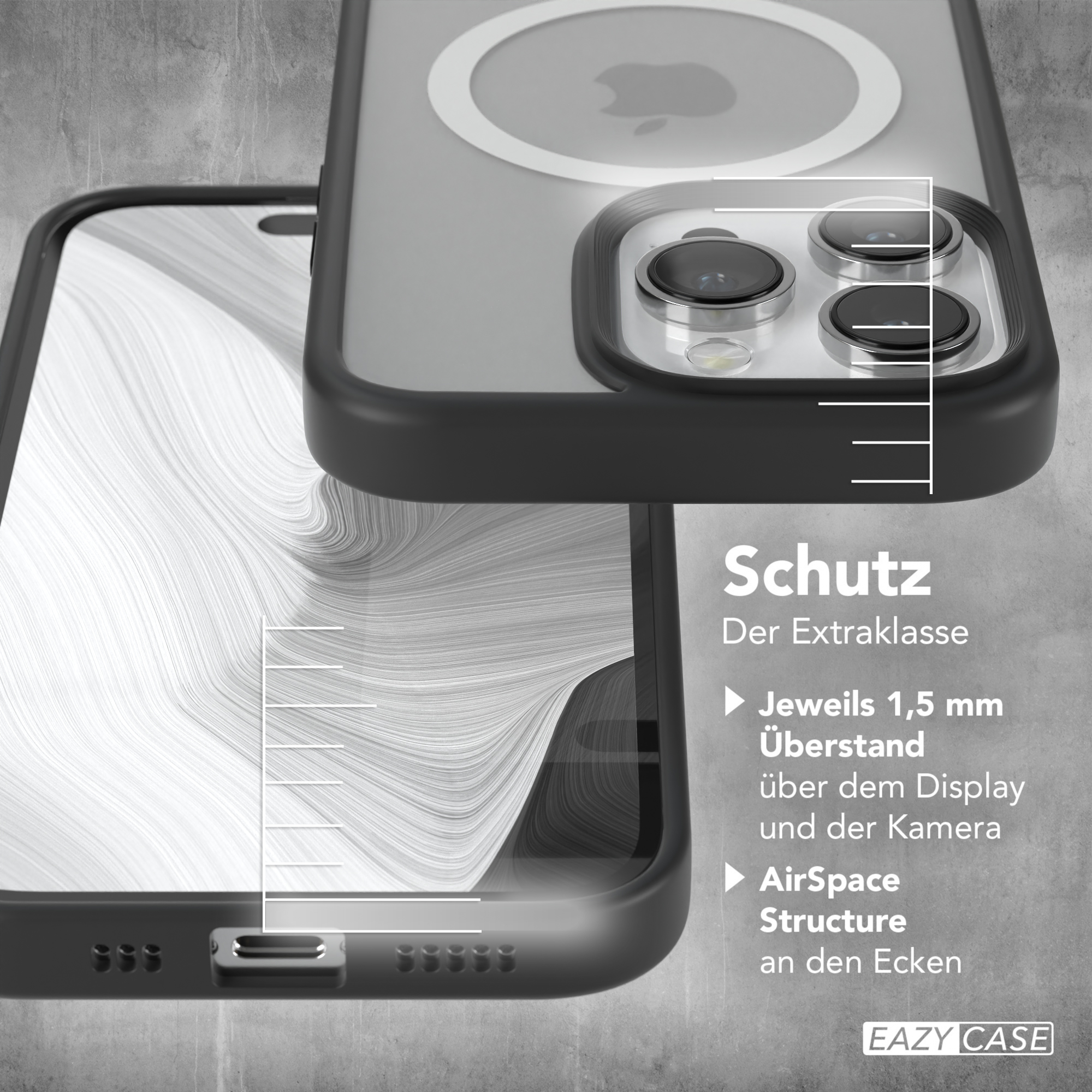 Backcover, Schwarz Case iPhone EAZY mit Pro, MagSafe, Outdoor Apple, Matt 14 CASE