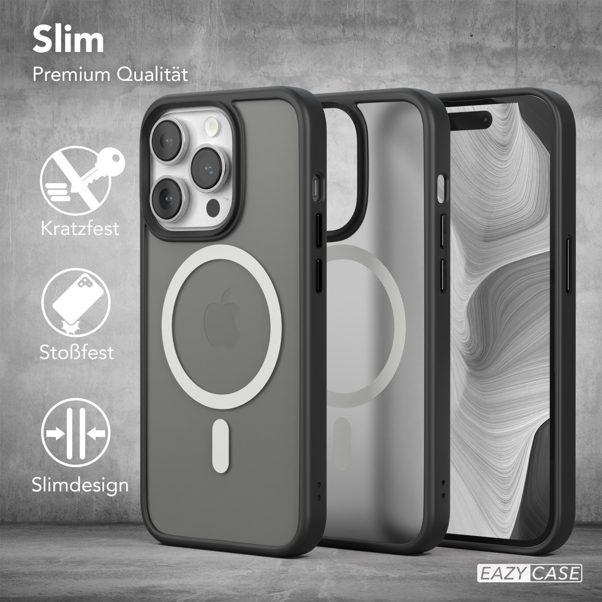 EAZY Case Apple, MagSafe, CASE Backcover, mit Matt Outdoor iPhone Schwarz 14 Pro,