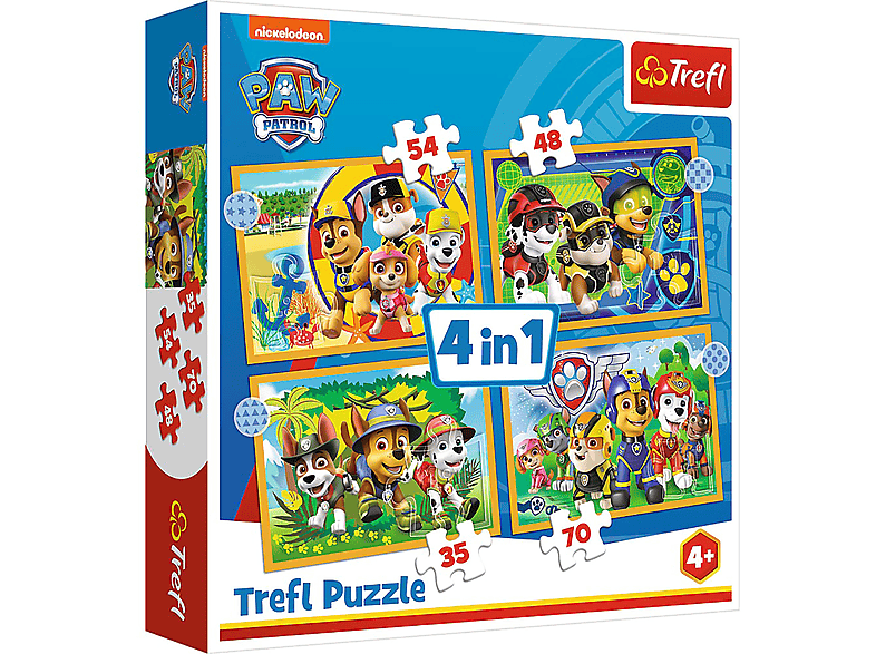 TREFL PAW 4in1 Puzzle 35/48/54/70 Teile Puzzle | bis 1000 Teile
