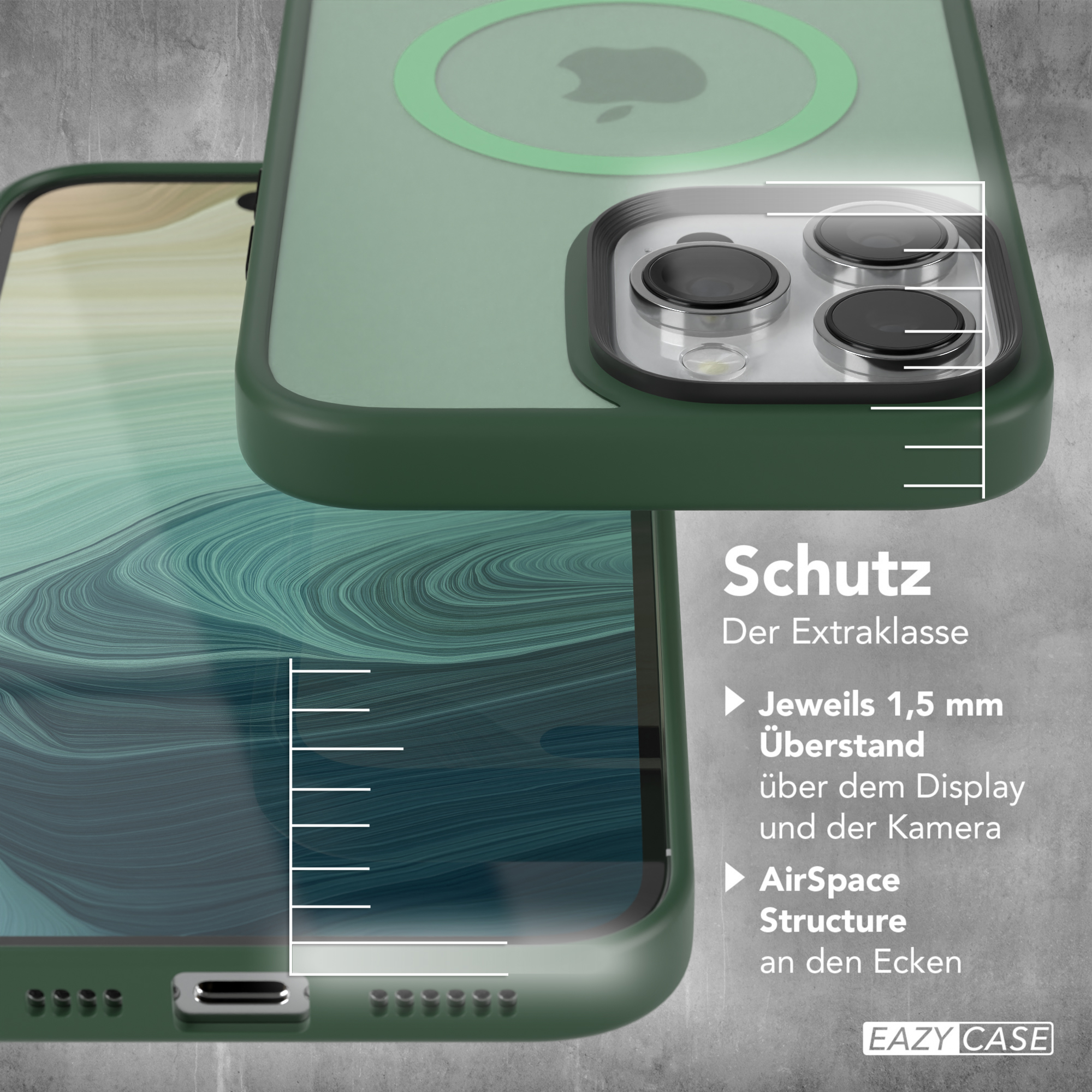EAZY CASE Outdoor Max, MagSafe, Dunkelgrün Matt Backcover, Pro Case iPhone Apple, 14 mit