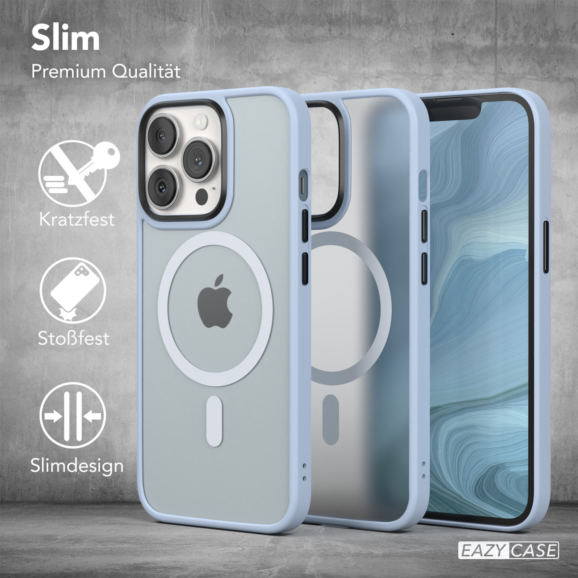 EAZY CASE Outdoor mit Case iPhone 13 Hellblau Matt MagSafe, Apple, Backcover, Pro