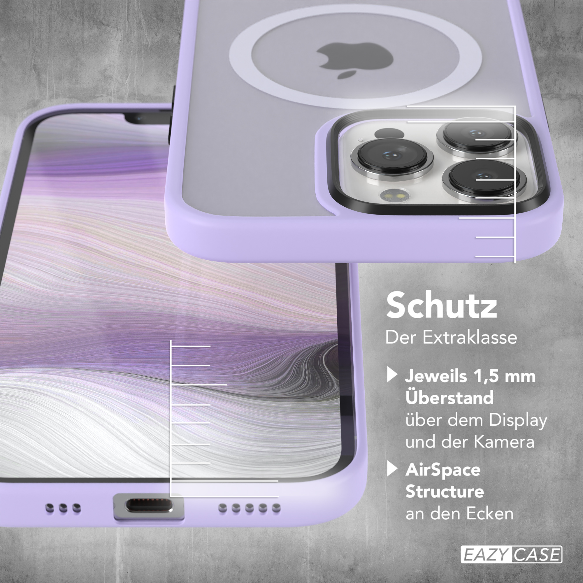 Eine Smartphone-Hülle mit dem Telefon darin, die Kamera und Rückseite des Telefons zeigend.