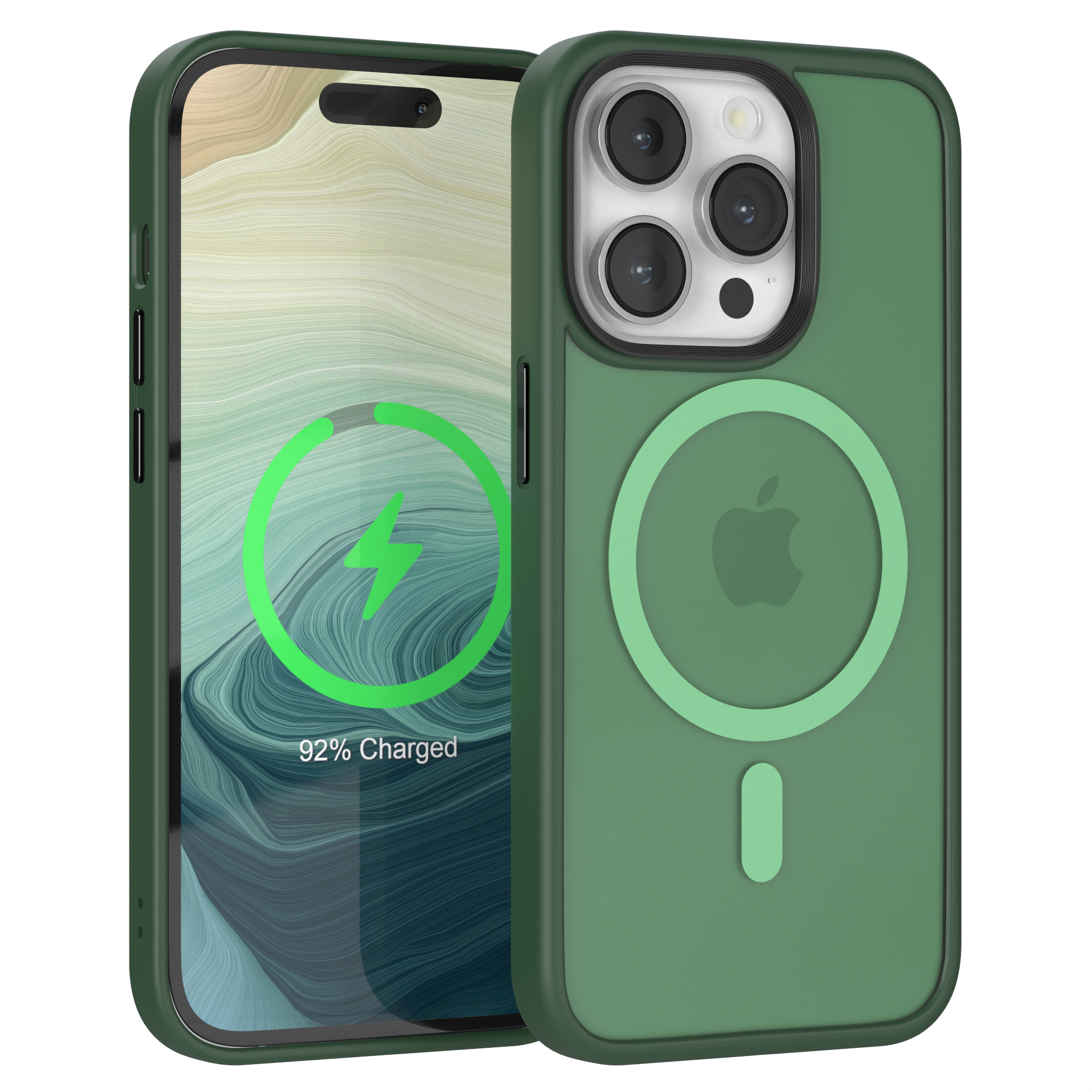 EAZY CASE Outdoor Case MagSafe, 14 Pro, iPhone Apple, Matt mit Backcover, Dunkelgrün