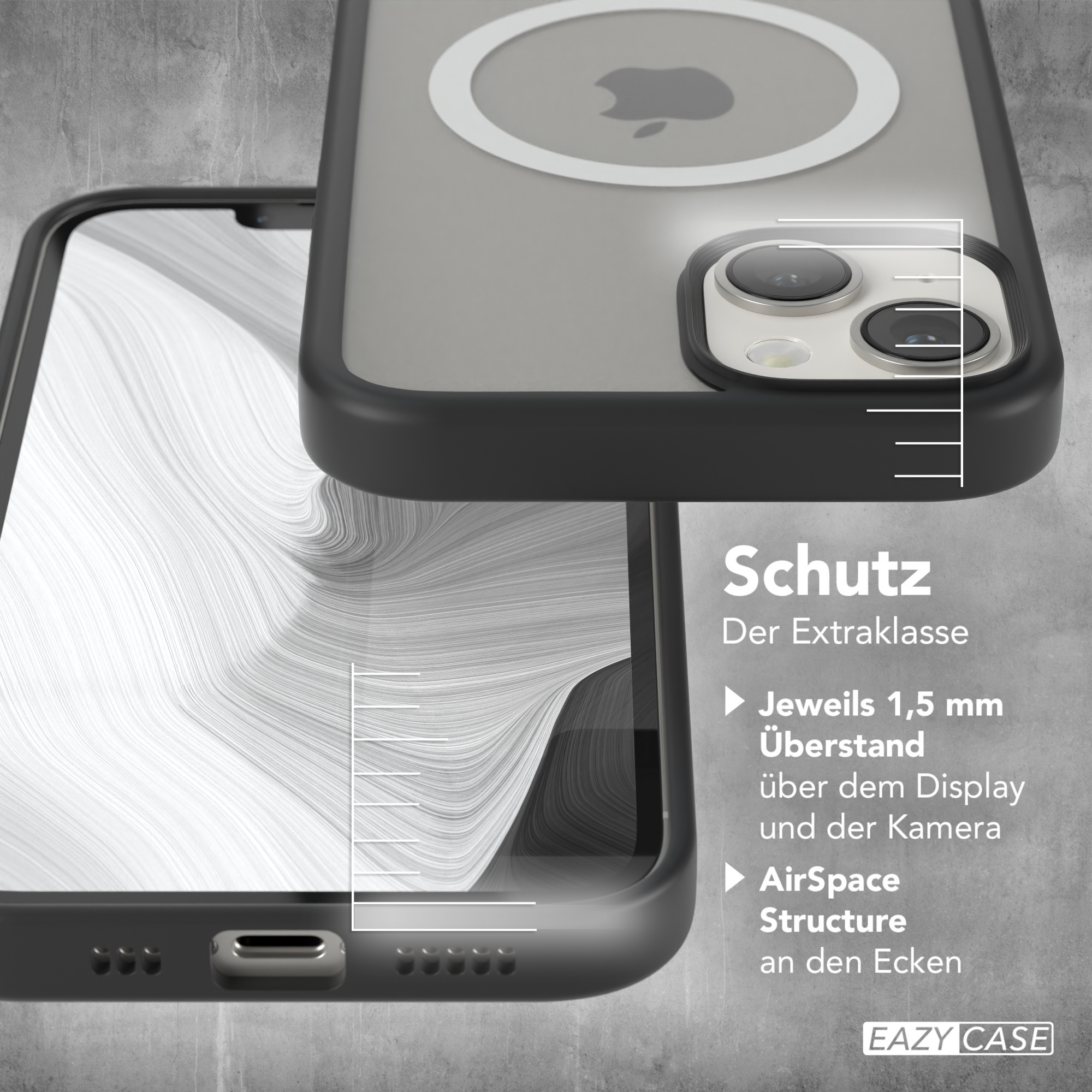 EAZY CASE Outdoor 14 iPhone Backcover, mit Schwarz Apple, MagSafe, Case iPhone 13, / Matt