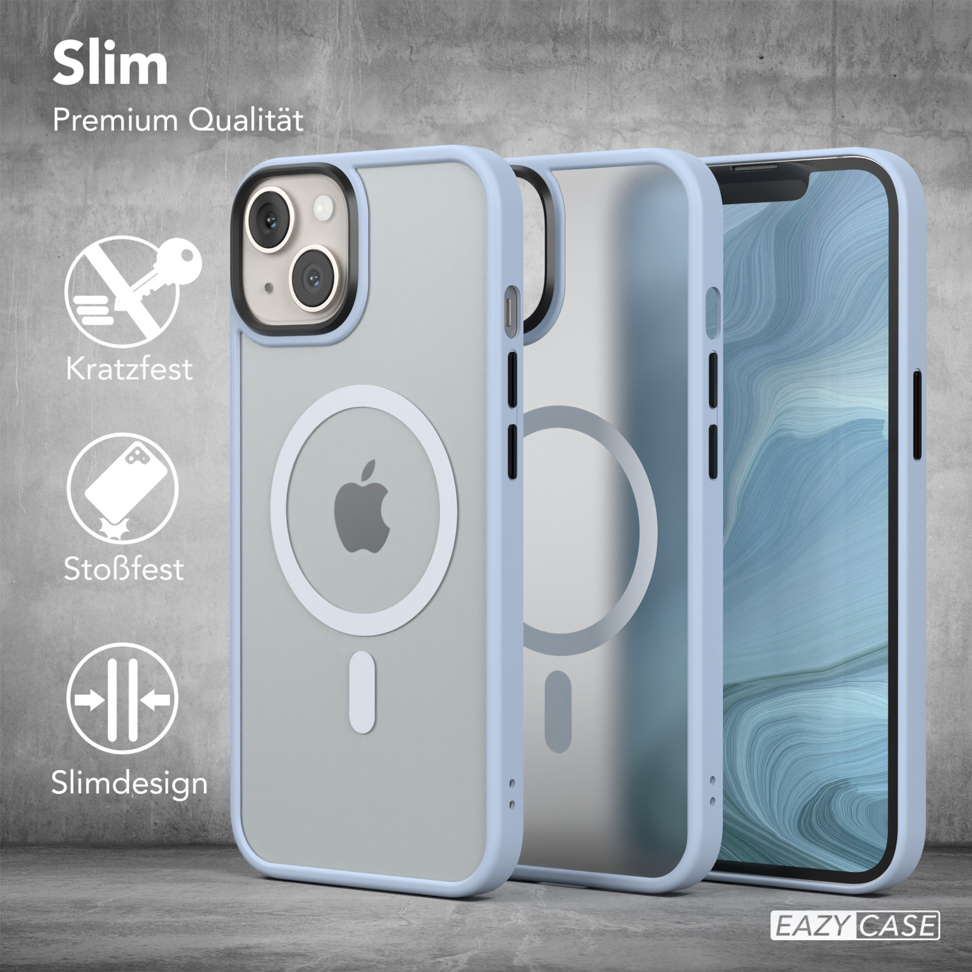 EAZY CASE Outdoor Matt Hellblau iPhone Backcover, MagSafe, Case 13, Apple, mit