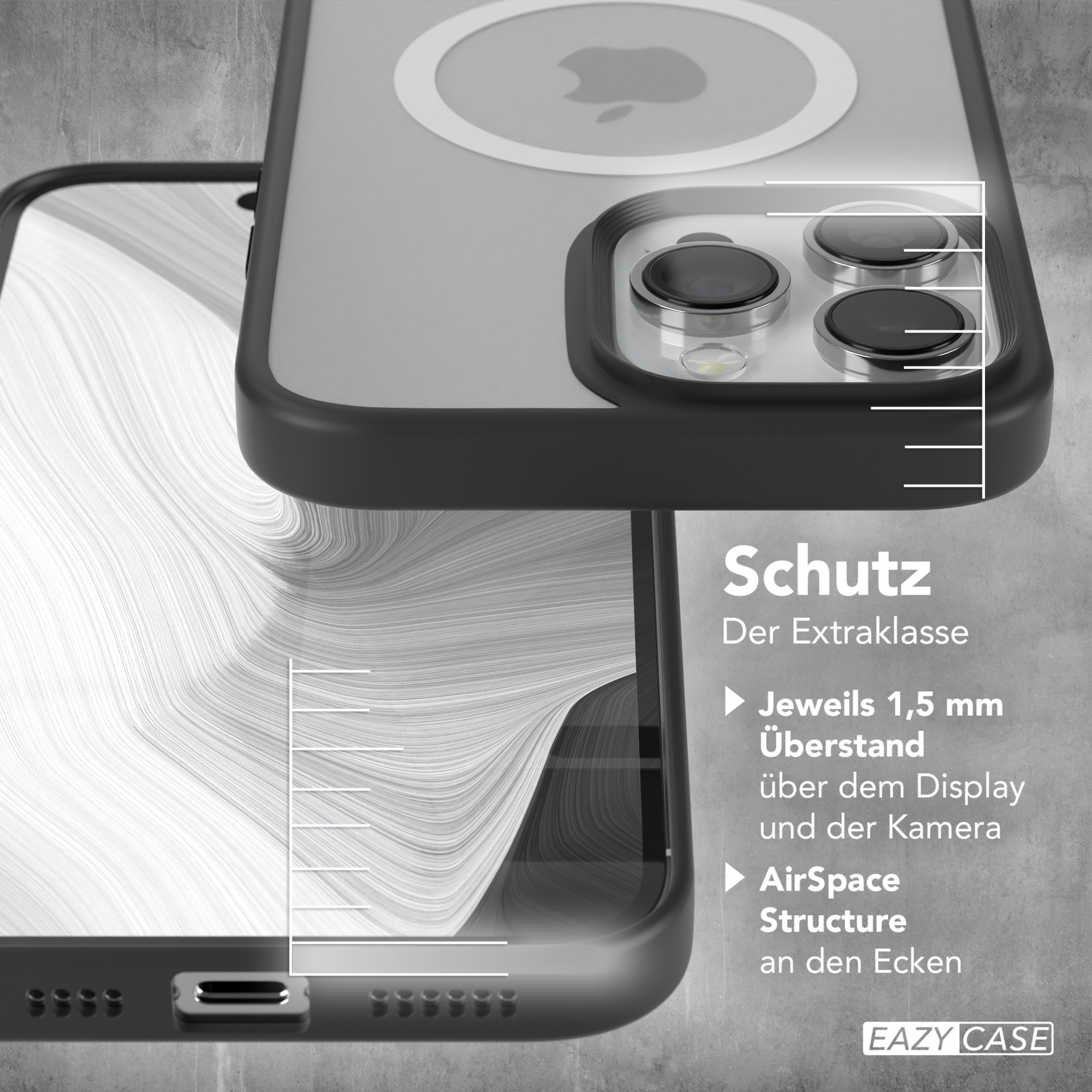 Matt EAZY Outdoor iPhone Pro Apple, CASE 14 Schwarz Max, mit Backcover, Case MagSafe,