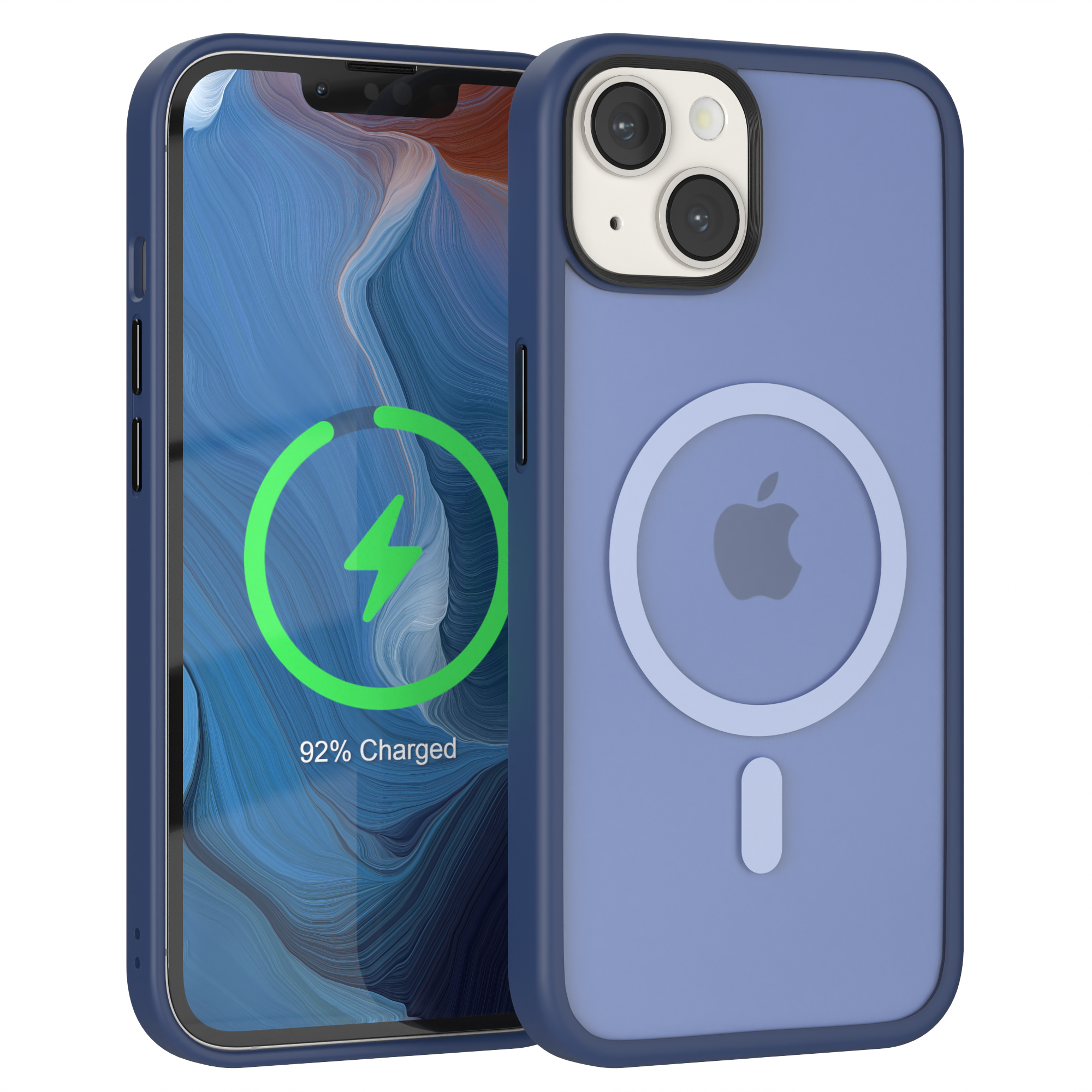 EAZY CASE Outdoor iPhone Apple, 14 Case Backcover, iPhone 13, Dunkelblau Matt mit MagSafe, 