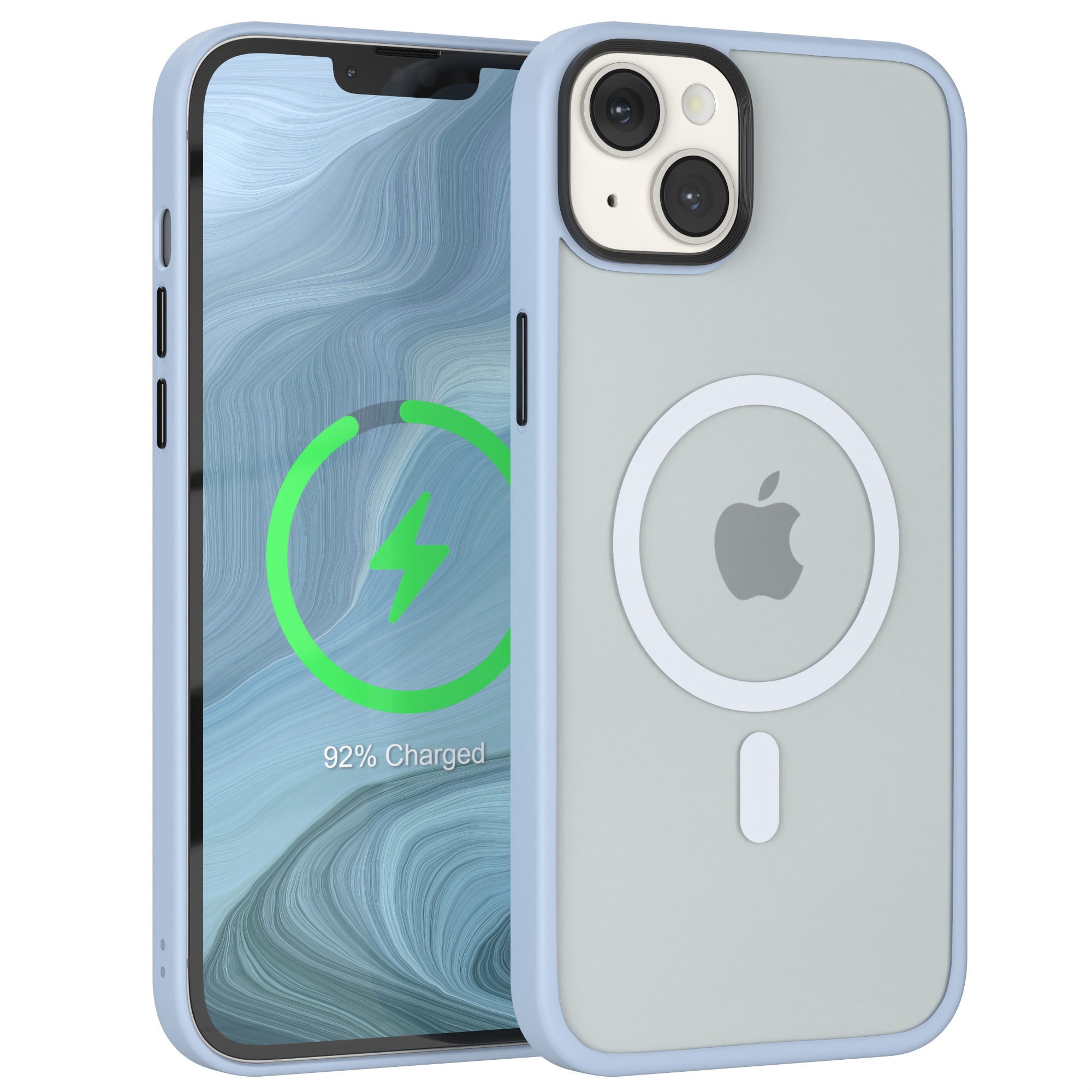 EAZY Matt Backcover, Hellblau Outdoor Plus, mit iPhone Apple, MagSafe, CASE 14 Case