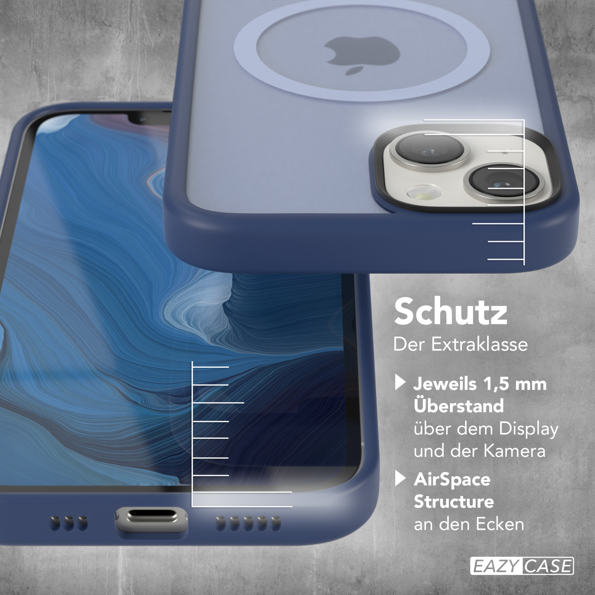 EAZY CASE Outdoor Case iPhone MagSafe, Apple, mit Dunkelblau 13, / Matt iPhone Backcover, 14