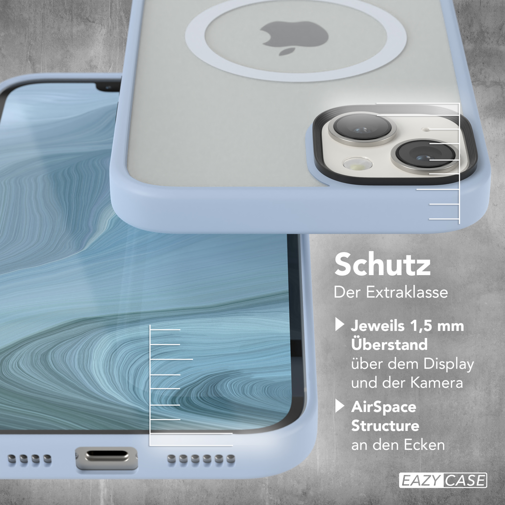 EAZY CASE Outdoor MagSafe, mit iPhone Apple, Backcover, Plus, 14 Hellblau Case Matt